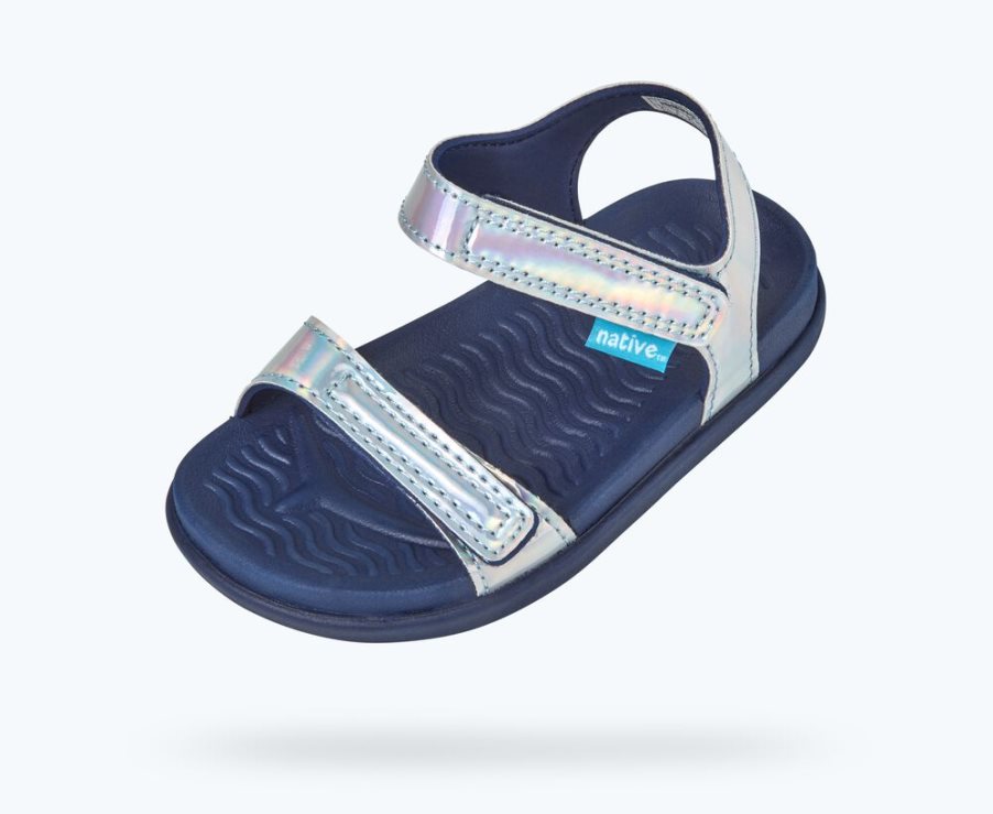 Native Charley Hologram Sandalen Jungen Silber Blau | OC1RX2410