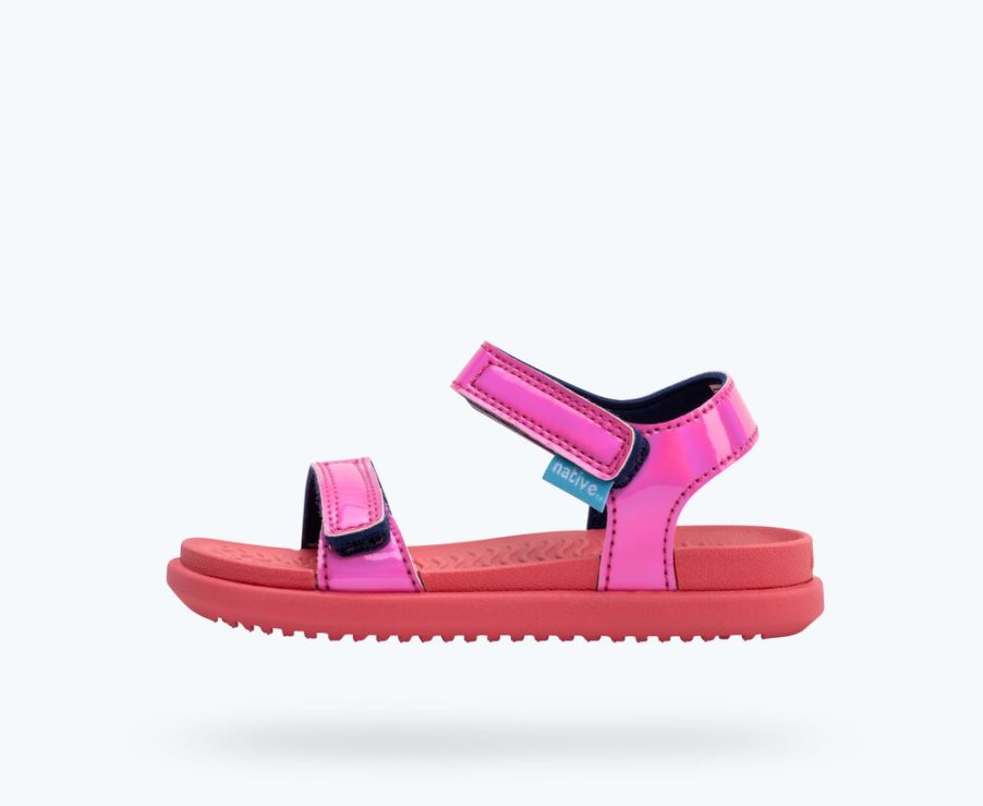 Native Charley Sugarlite Hologram Sandalen Jungen Rot Rosa | NMLRO7914