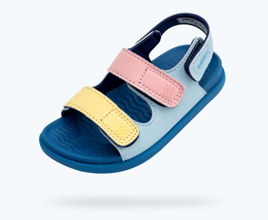 Native Frankie Sugarlite Sandalen Jungen Blau Gelb Rosa | WRIO3C31F