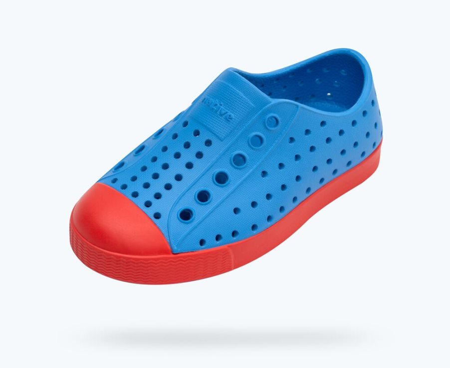 Native Jefferson Schuhe Jungen Blau Rot | WJ2IEC293